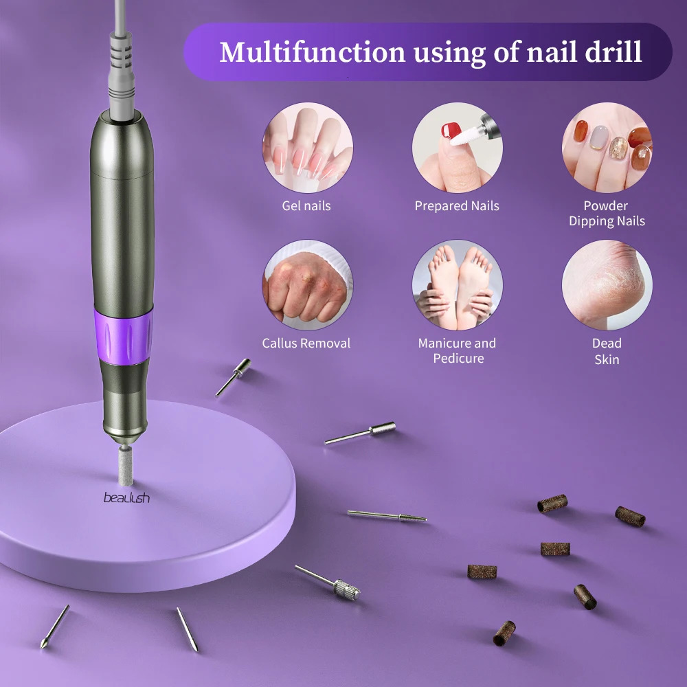 Nail Manicure Set Beaulush 35000RPM Nail Drill Machine Rechargeable Electric Nail Sander For Gel Removing Professional Manicure Machine Equipment 2311