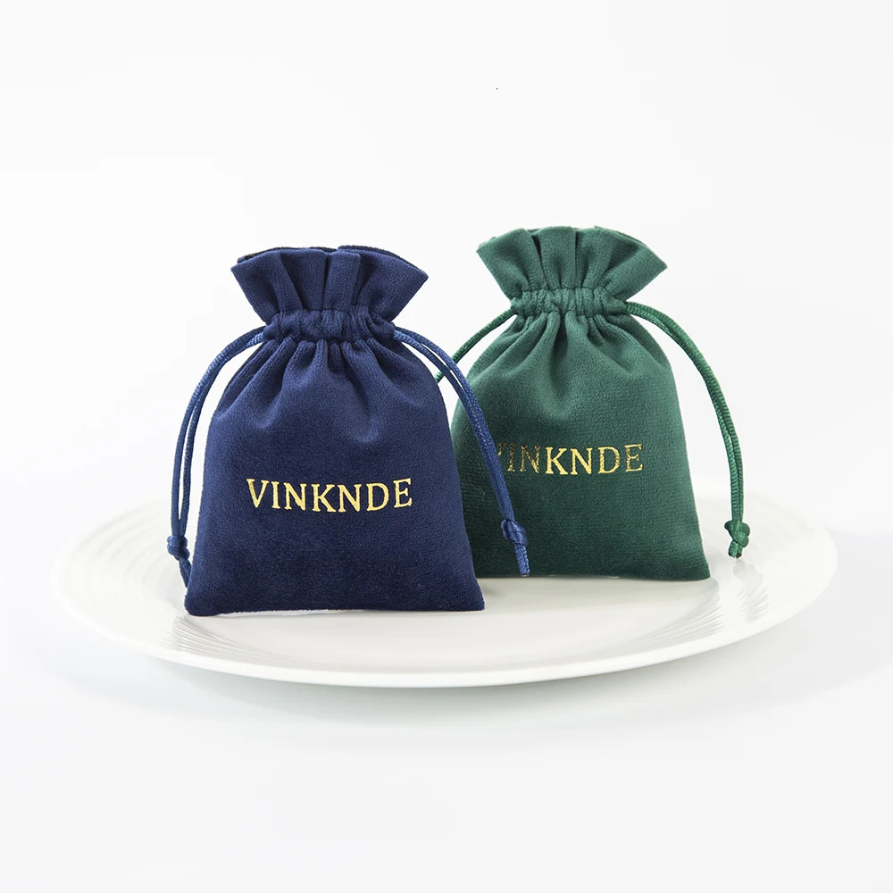 Pendant Necklaces 100pcs Custom Velvet Jewelry Organizer Gift Small Bag Touching Plush Drawstring Packaging Storage Pouch Wedding Favors 231123