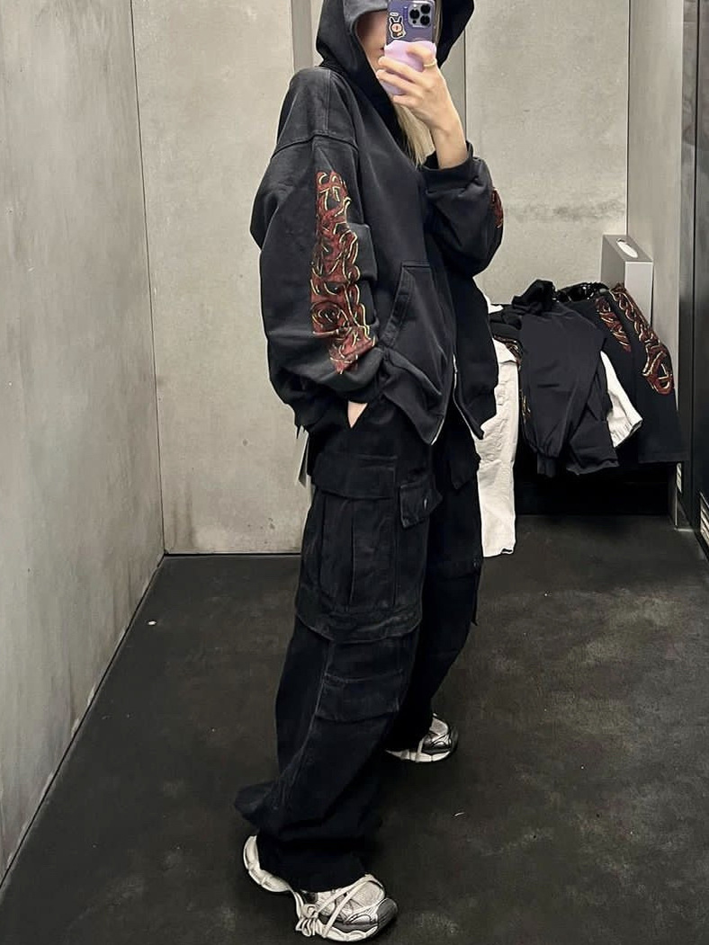 Original bale Washed Loose Dirty Jeans Washed Pocket Cotton Detachable Loose Casual High Street Casual Jeans Loose Men Hiphop Jeans