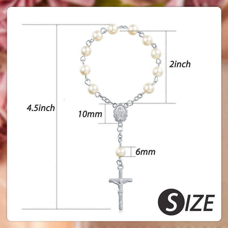 Beaded 30Pcs Baptism Rosary Beads Finger Rosaries Faux Pearls Favors Christening Communion 230422