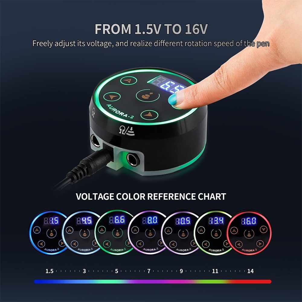 Permanent Makeup Power Tattoo Pen Dual Input Supply Controller Digital LCD Touch Screen Battery Connector For Rotary Coil Machine 230422