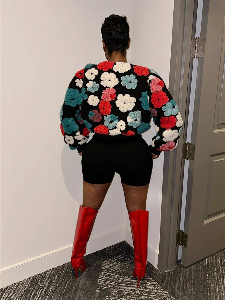 Womens Jackets Weird Puss Fall Wool Flowers Patchwork Jacket Women Hipster Long Sleeve Warm Thick Basic Wild Streetwear Baseball Casual Outwear 231123