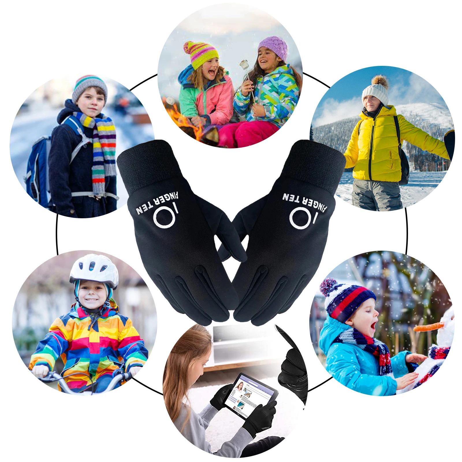 Sports Gloves Warm Ski Snowboard Boys Girls Windproof Outdoor Kids Winter Riding Bicycle Bike Running Full Finger Drop 231123