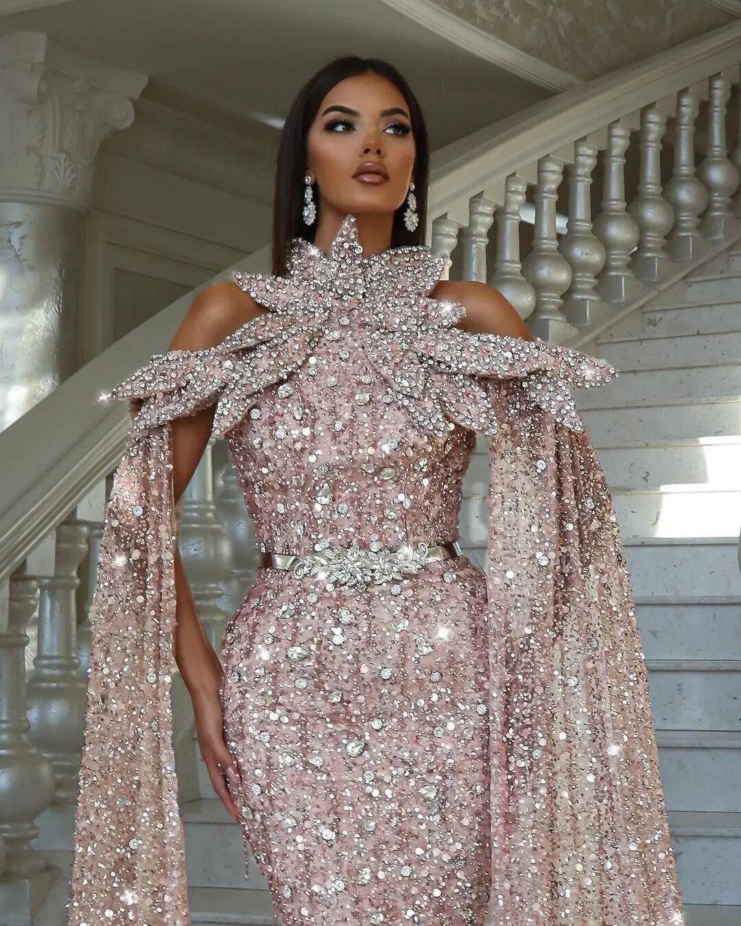 Formal Occasion Evening Dresses Unique Design Beading Crystal Prom Dress Custom Made Mermaid Party Gowns