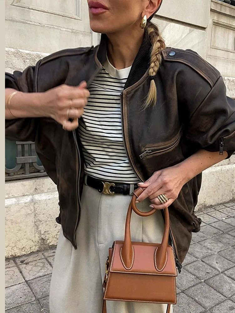 Womens Jackets Chic Women Fashion Front Zipper Jacket Coats Spring ONeck Long Sleeve Pockets Outerwear Ladies Warm Highstreet Short Tunic 231123