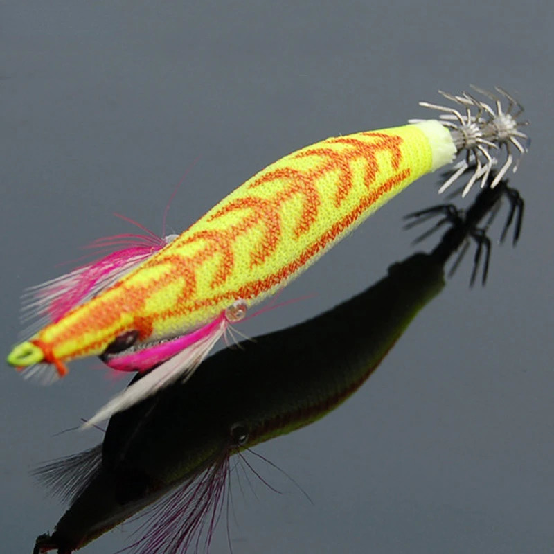 Fishing Hooks 5pcs Luminous Squid Jigs Prawn Hook Wooden Bionic Shrimp Baits Lures For Saltwater 7 32g 231123