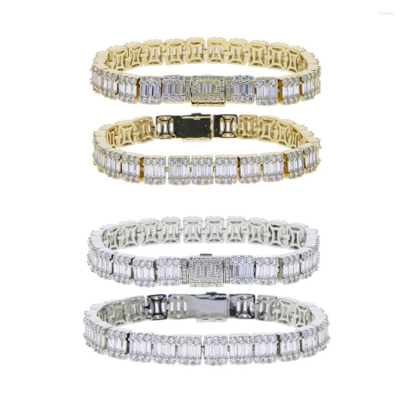 Link Bracelets Delicate Round Square Cuban Chain Women Bracelet Gold Silver Color CZ Iced Out Hip Hop Bangle Jewelry Gift Party Wholesale very nice