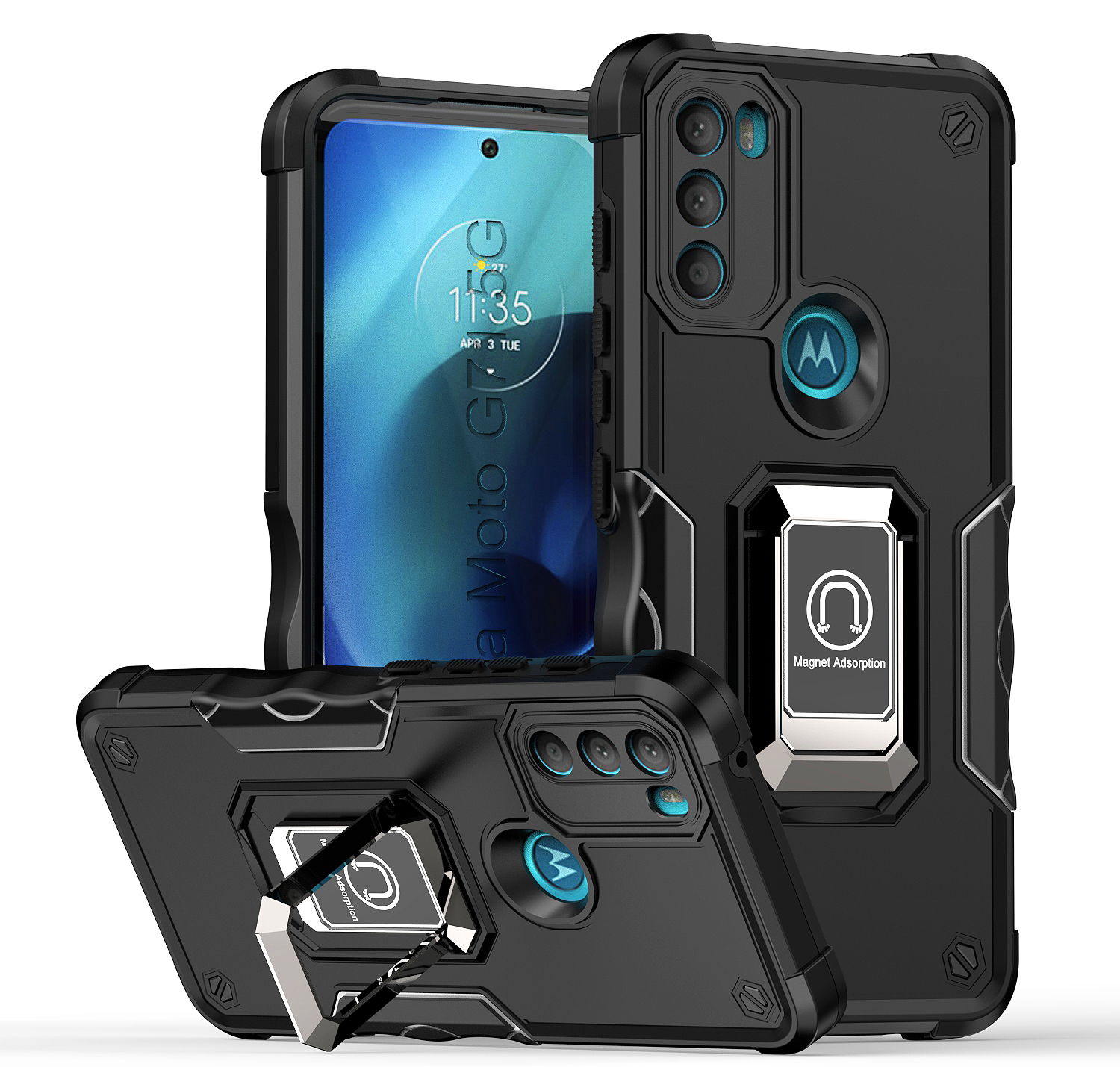 Military Flag Rugged Defender Heavy Duty Cases Anti-Slip Ring Stand For MOTO G 5G 2025 2024 Power Stylus Edge Plus X30 20 Pro Lite G71 G31 G41 G51 G52