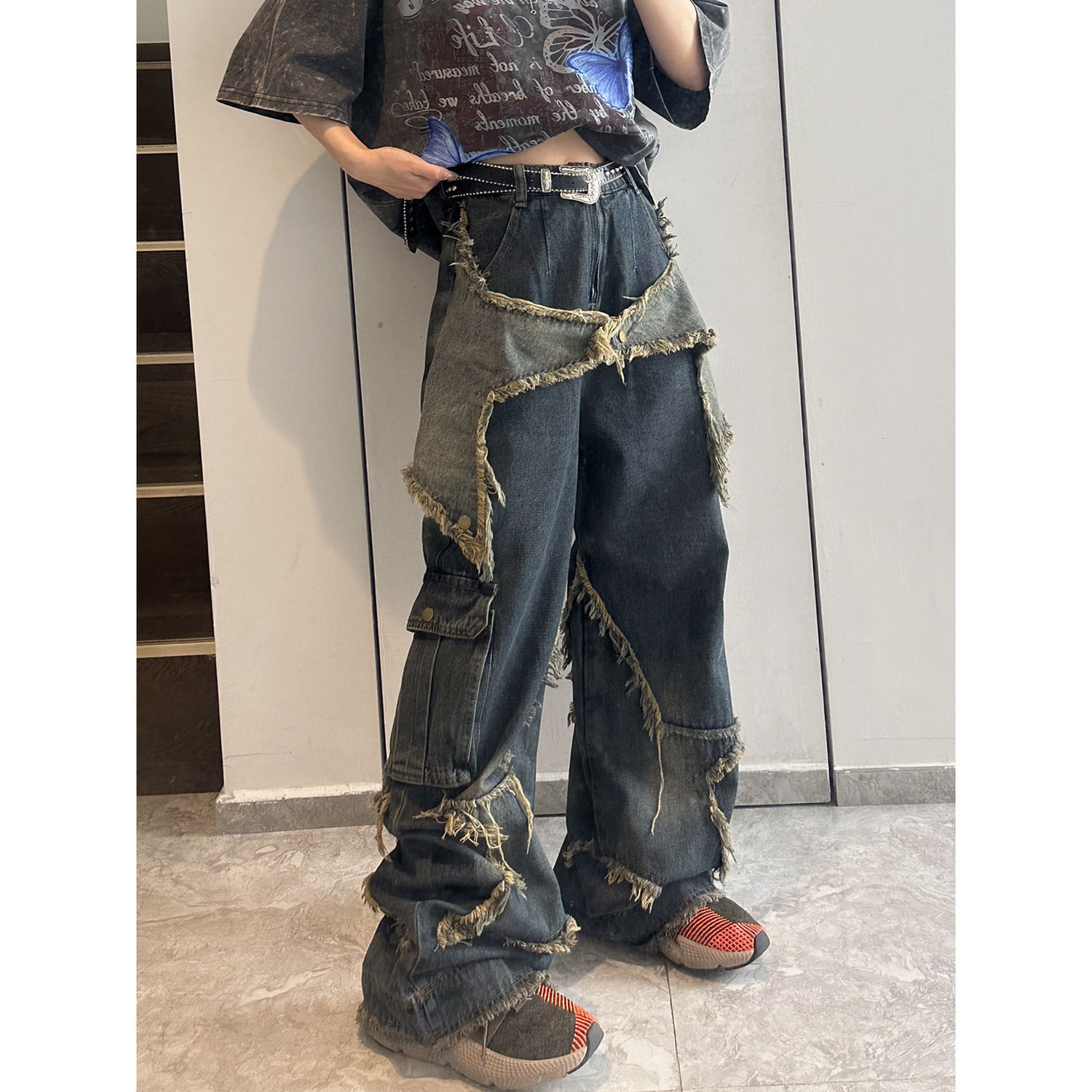 Women's Jeans 2023 Y2k Star Men Patchwork Vintage Harajuku Straight Denim Pants 2023 Baggy Loose Women Hip Hop Streetwear 230422