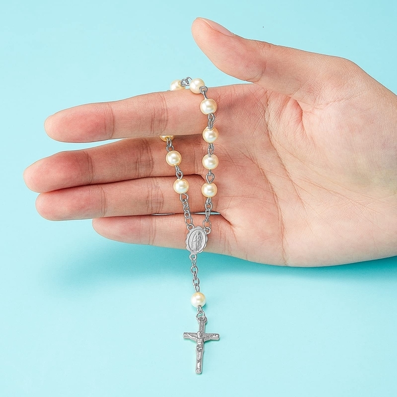 Beaded 30Pcs Baptism Rosary Beads Finger Rosaries Faux Pearls Favors Christening Communion 230422