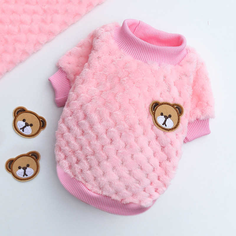 New Bear Embroidery Pet Dog Vest Winter Warm Dog Clothes for Small Dogs Plush Puppy Cat Coat Yorkies Chihuahua Shih Tzu Pug Outfits
