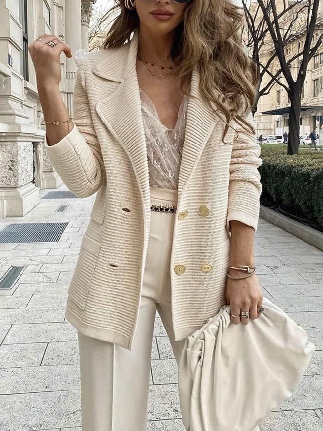 Women's Suits Women Blazer Jacket Solid Color Spring Autumn Fashion Casual Long Sleeve Cardigan Office Lady Elegant Coat For Streetwear Tops