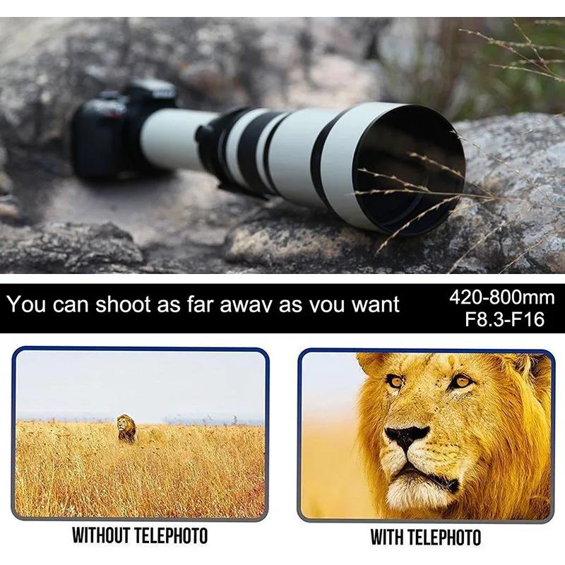Super Telephoto Lens 420-800mm f/8.3-16 Manual Zoom Lens for Canon Sony Pentax FUji Olympus Nikon D3400 D5500 D750 D810 D3300 D5300 D610 D7100 D5200 S