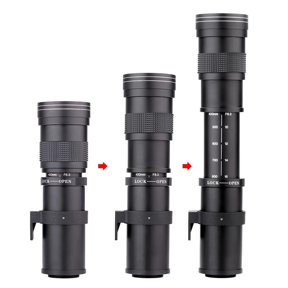 420-800mm F8.3-16 Super Telephoto Lens Manual Zoom Lens +T2 Adaper Ring for Nikon Sony Pentax FUJI Film Olympus Canon 760D 750D 700D 650D 600D 70D 60D
