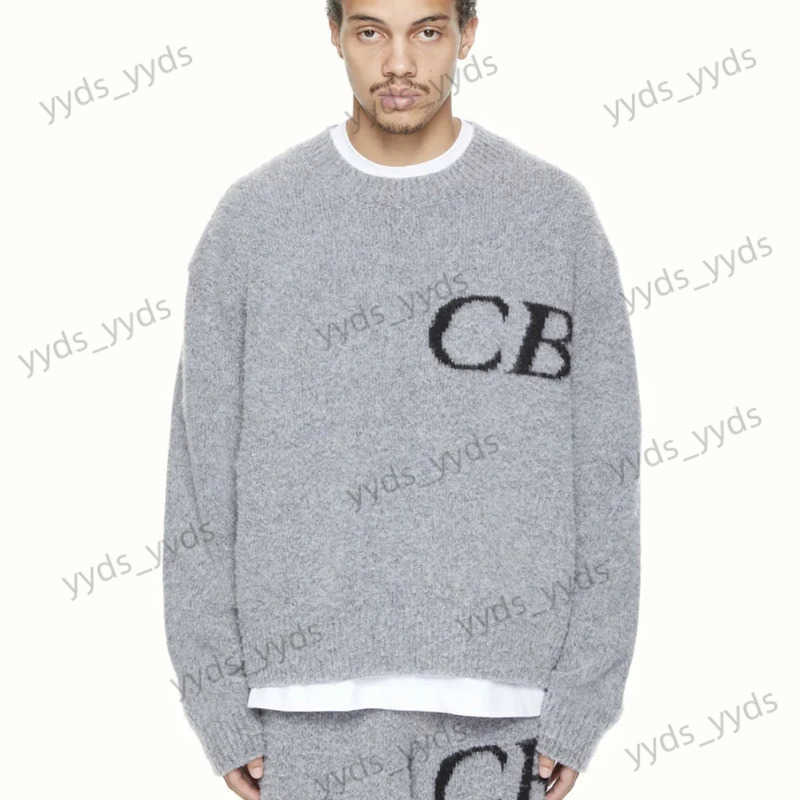 Men's Jackets 2022 Cole Buxton Minimal Letter Jacquard Loose Crew Neck Sweater Black Off White Grey S-XL T231123