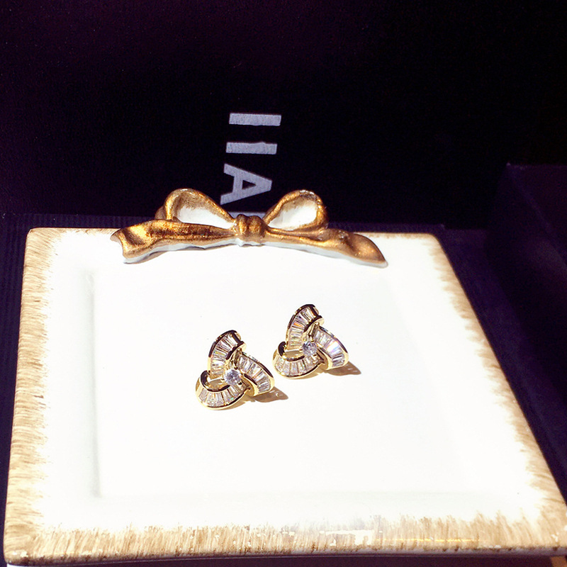 Eternity Lady Stud Earring AAAAA Zircon Silver color Jewelry Engagement Wedding Earrings for Women Bridal Gift