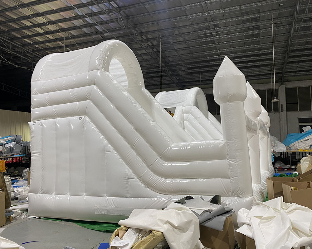 Super large commercial Bounce House Inflatable White Double slides Bouncy with slide Bouncy Castle Air Bouncer Combo For Kids Adults included blower f