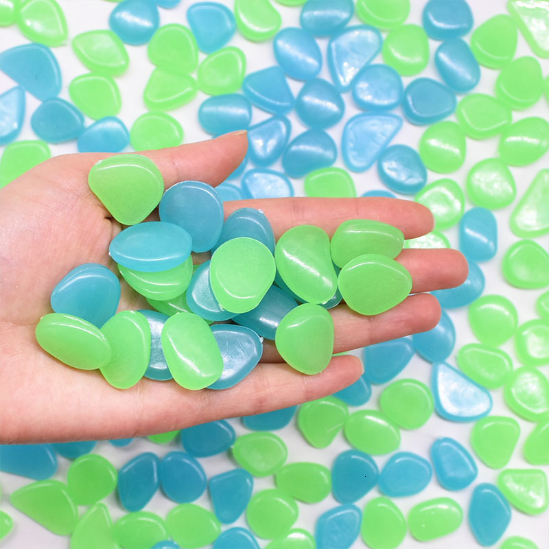 Garden Decorations 200Pcs Luminous Stone Glow In Dark Pebbles Stones for Outdoor Lawn Walkways Home Decoration Fish Tank Aquarium Rocks 230422 - view 6