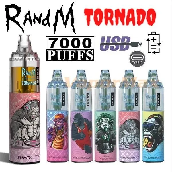 original randm tornado 7000 puffs disposable vape pen electronic cigarettes disposables vapes14ml pod mesh coil 6 colors rechargeable air-ad