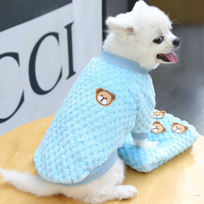 New Bear Embroidery Pet Dog Vest Winter Warm Dog Clothes for Small Dogs Plush Puppy Cat Coat Yorkies Chihuahua Shih Tzu Pug Outfits