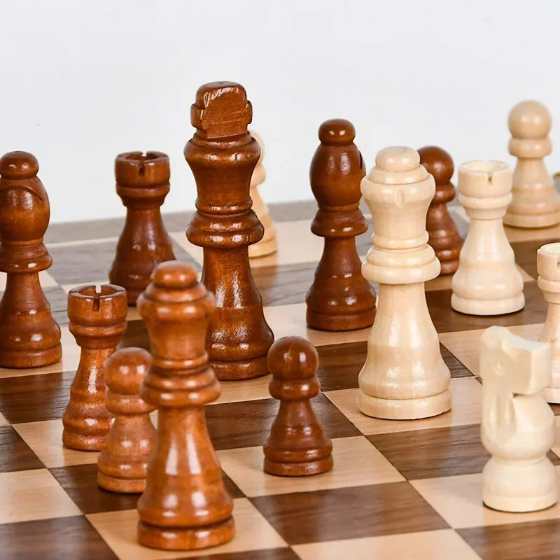 Chess Games 3 in 1 Wooden Backgammon Checkers Set Board Game Travel Portable Folding Box Entertainment Christmas Gift 231123