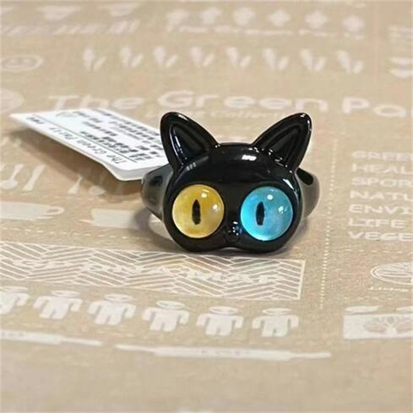 Cute Green Monster Rings Women Fashion Sweet Two Color Cat Eyes Open Couple Ring Wedding Finger Accessories Jewelry GC2063