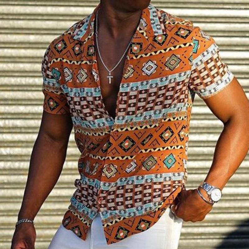 Men's Casual Shirts 2023 Summer Men'S Hawaiian Shirt Retro Stripe Classic Fashion Trend Short Sleeve Men Plus Size