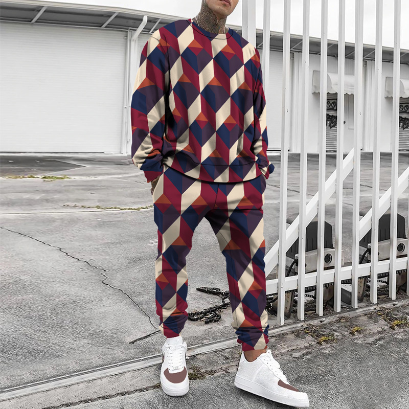 Men's Tracksuits Men Tracksuit Fashion Patchwork Long Sleeve Tshirt Trousers 2 Piece Set Sportswear Man Casual Outfit Autumn ONeck Athletic Sets 