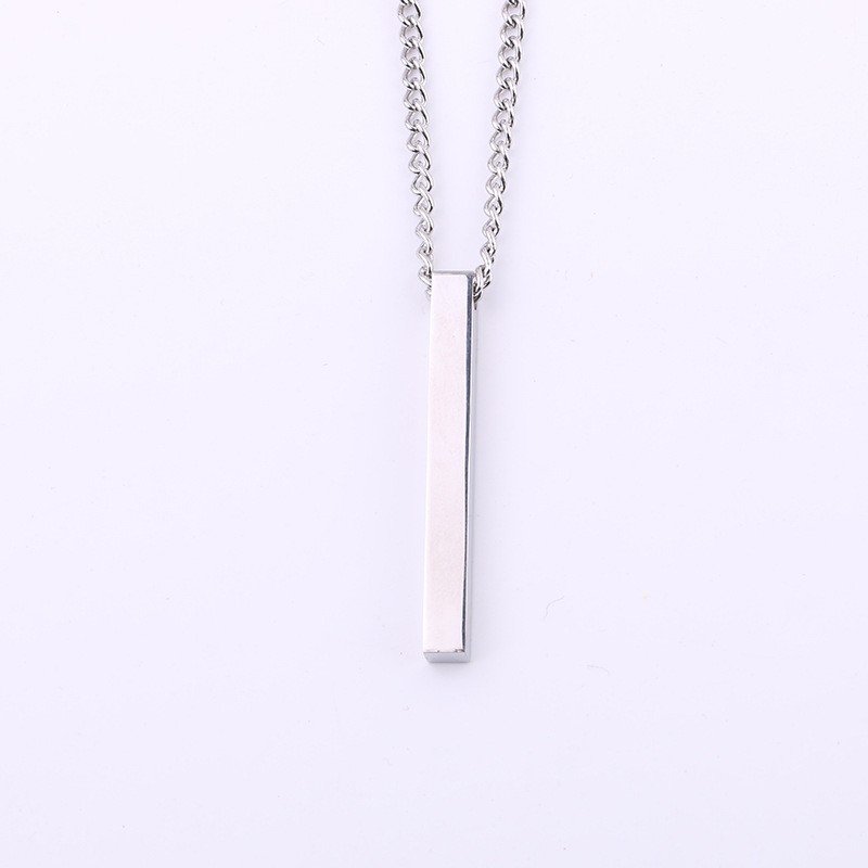 5pcs Lot Bar Charms Hypoallergenic Stainless Steel Pendants Charms Necklace Smooth Metal DIY Jewelry Findings Making 5*38mm With Chain 2mm 28inch