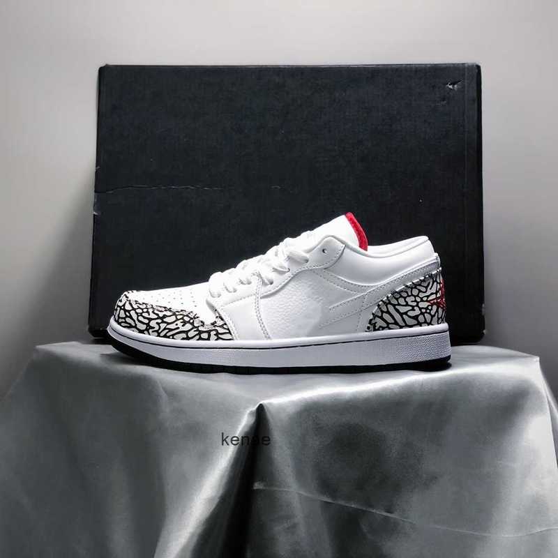 2024 First Publish 1 Phat Low Cement Basketball Shoes 1s White Varsity Red Black Cement-Grey Mens Womens Lifestyle Sportswear