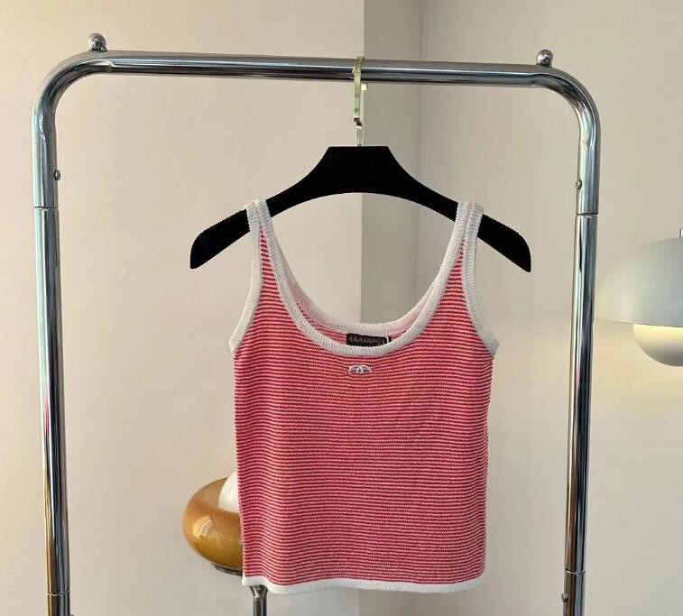 vintage Women's Tanks Camis stripes Knitted vest sleeveless sweater tank top