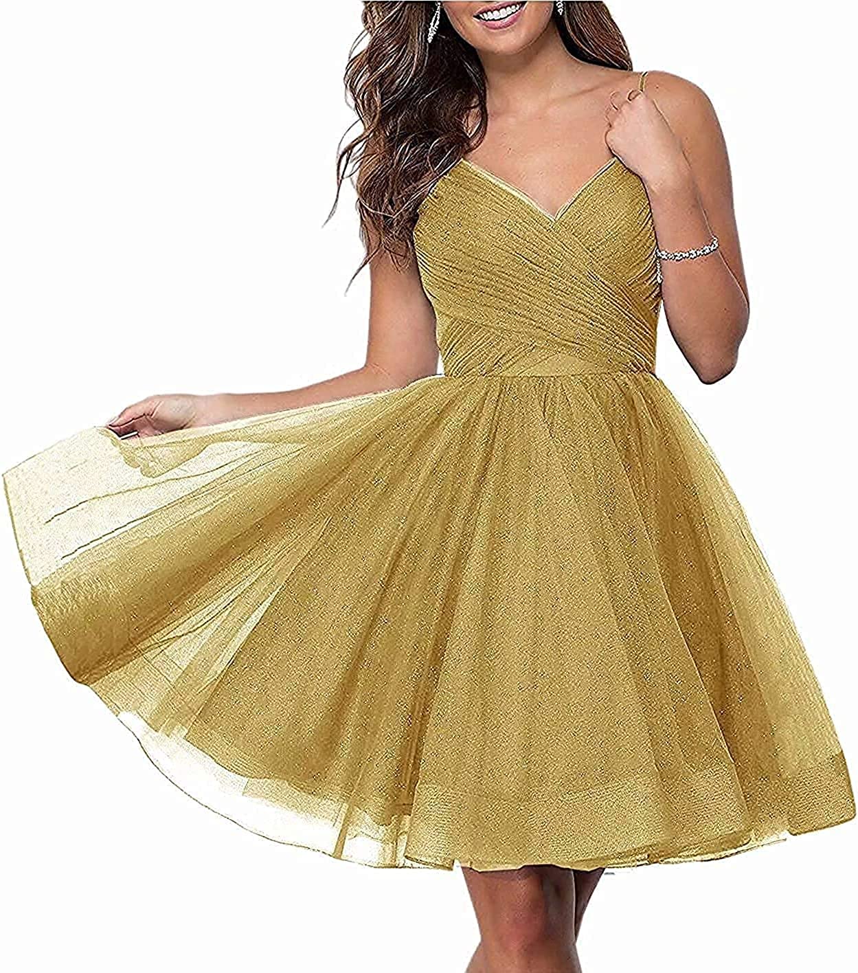 Short Homecoming Dresses Criss-Cross Spaghetti Sequins Backless Deep V-Neck Lace-up A-Line Party Gowns Princess Birthday Mini Prom Graudation Cocktail