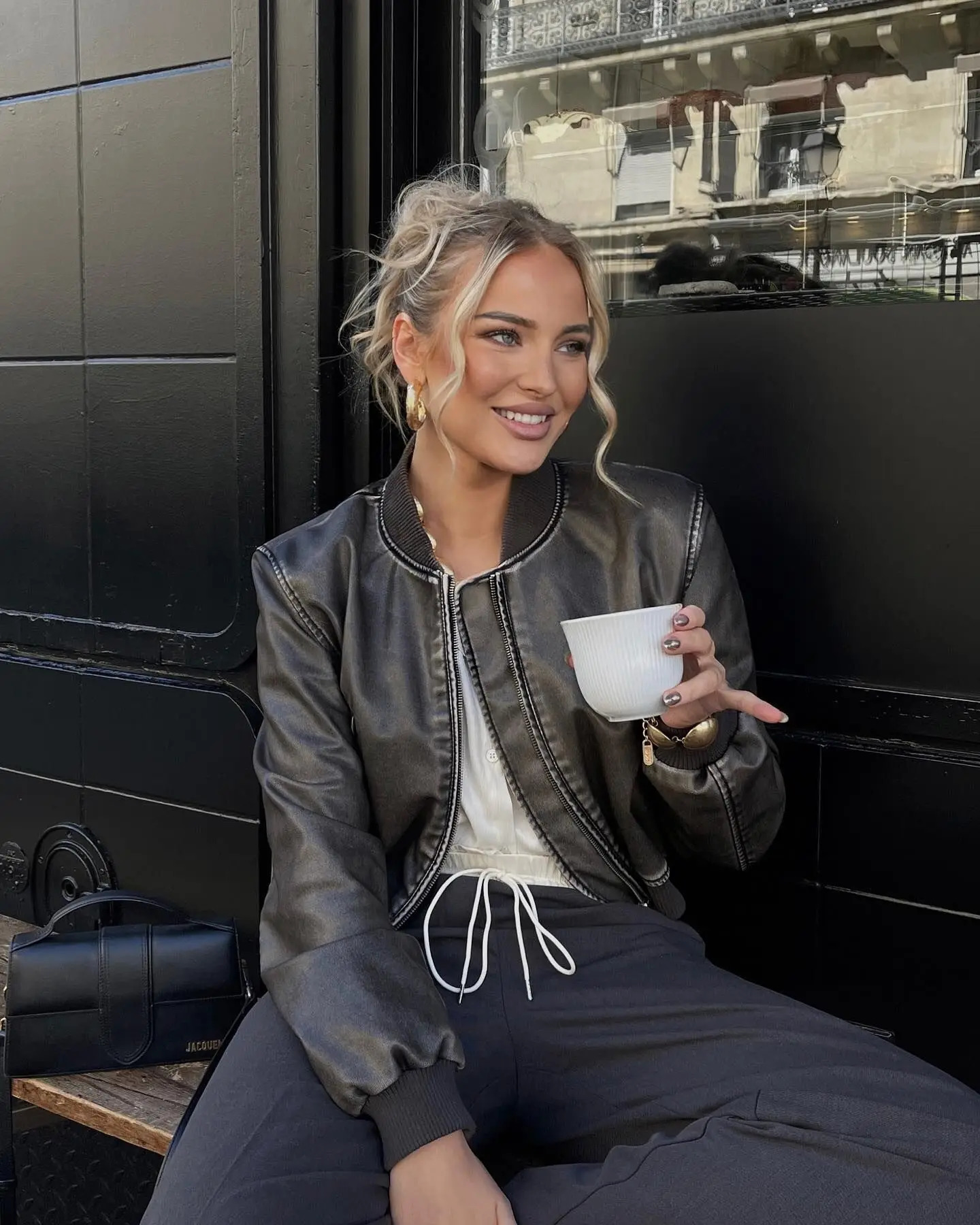 Women s Jackets SLTNX TRAF PU Leather Bomber Jacket for Women 2023 Vintage Stand Collar Front Zipper Short Coat Ladies Long Sleeve Outerwear 231123