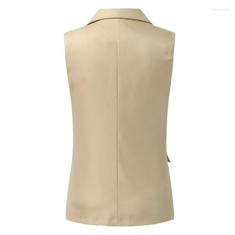 Two Piece Dress Womens Western Trench Coat Vest Casual Blazers Open Front Sleeveless Work Office Jackets Breasted WomenTwo
