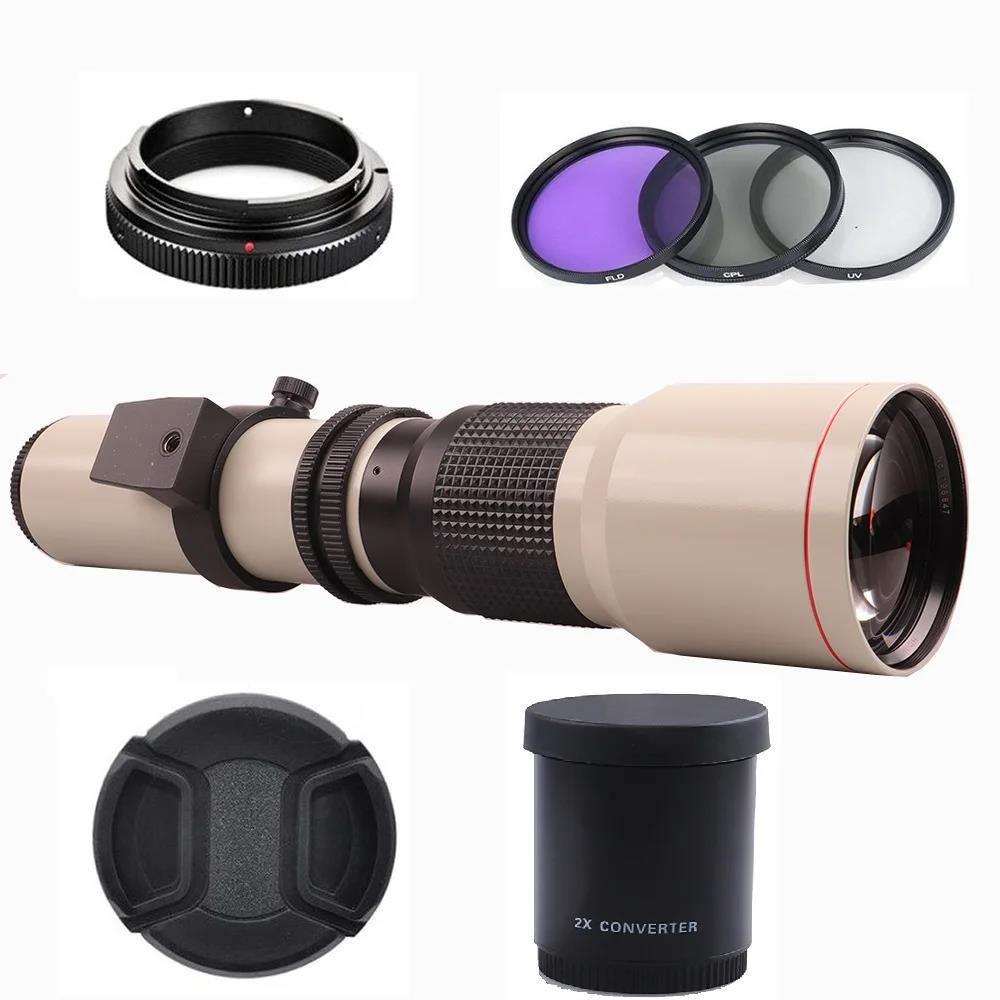 500mm/1000mm F8 Manual Telephoto Prime Lens with 2X Converter 3PCS 67mm Filters Canon Nikon Sony Pentax Olympus OMD E-M10 E-M5 E-M1 Fuji Mirrorless Ca