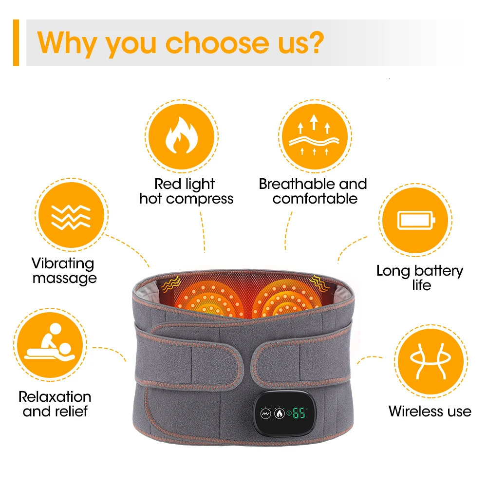 Other Massage Items Electric Infrared Heating Therapy Waist Massager Back Support Belt Vibration Lumbar Massage Brace Pain Relief Muscle Massager 2311