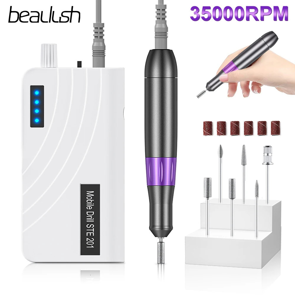 Nail Manicure Set Beaulush 35000RPM Nail Drill Machine Rechargeable Electric Nail Sander For Gel Removing Professional Manicure Machine Equipment 2311