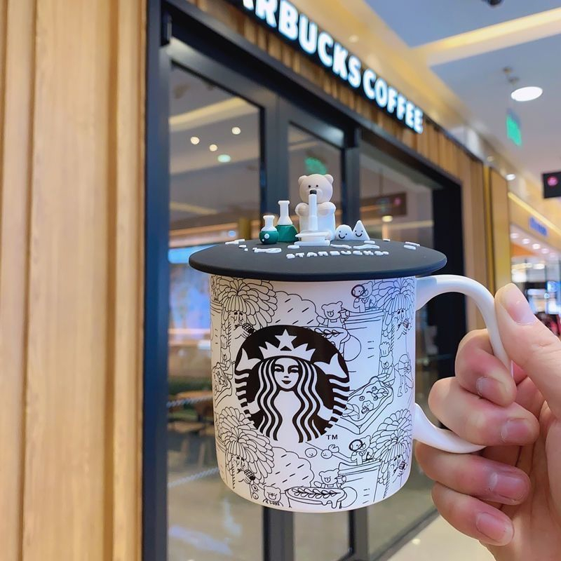 Starbucks mug graffiti environmental bear cup with lid ceramic coffee cup water cup couple cup gift cup, Multi-color
Starbucks mug graffiti environmental bear cup with lid ceramic coffee cup water cup couple cup gift cup, Multi-color