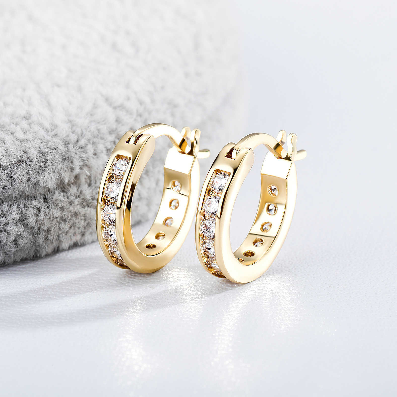 Mens Ins Trendy Ring Unisex Hip Hop Earrings Personalized Simple Dia Hie Hoop Earring Dangle Ear Rings Cute 14K Gold Bling Brincos