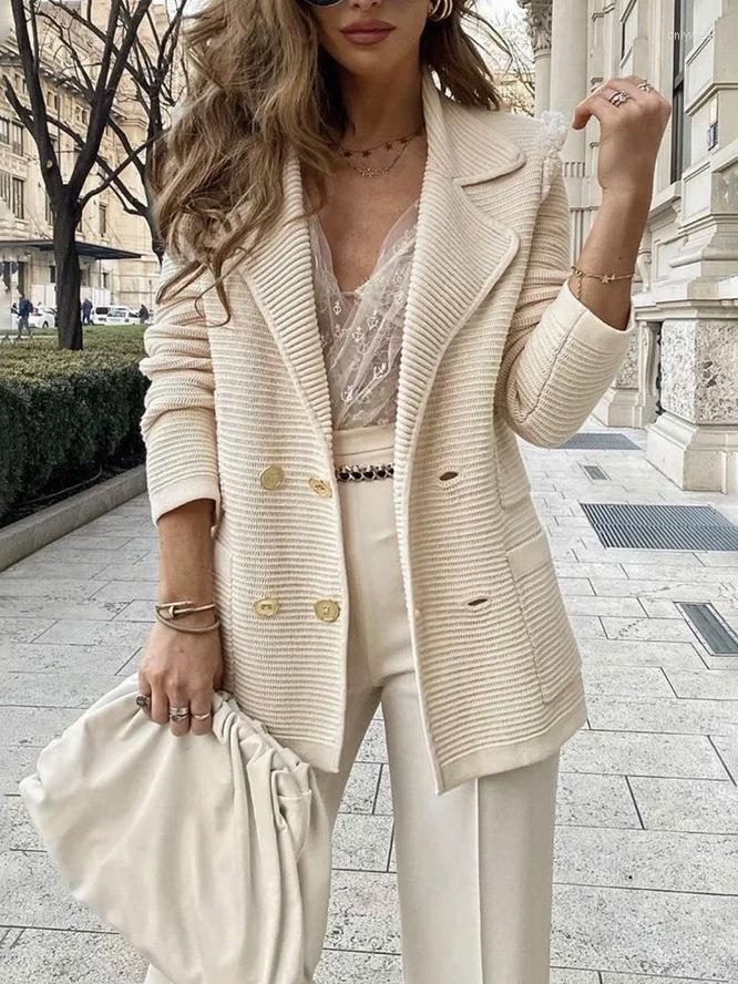 Women's Suits Women Blazer Jacket Solid Color Spring Autumn Fashion Casual Long Sleeve Cardigan Office Lady Elegant Coat For Streetwear Tops