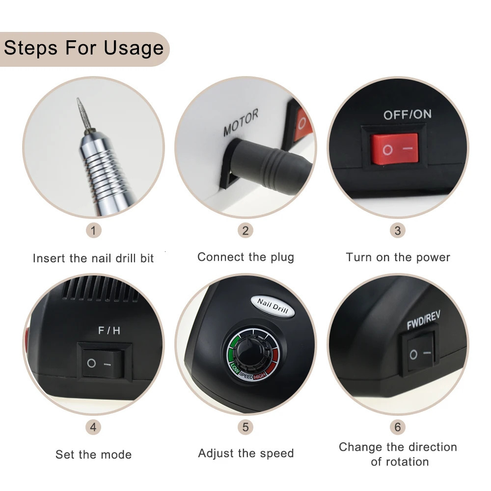 Nail Manicure Set Professional Electric Manicure Machine Nail Drill 20W 35000RPM Milling Cutters Nail Art Nail File With Cutter Nail Kits Tool 231123