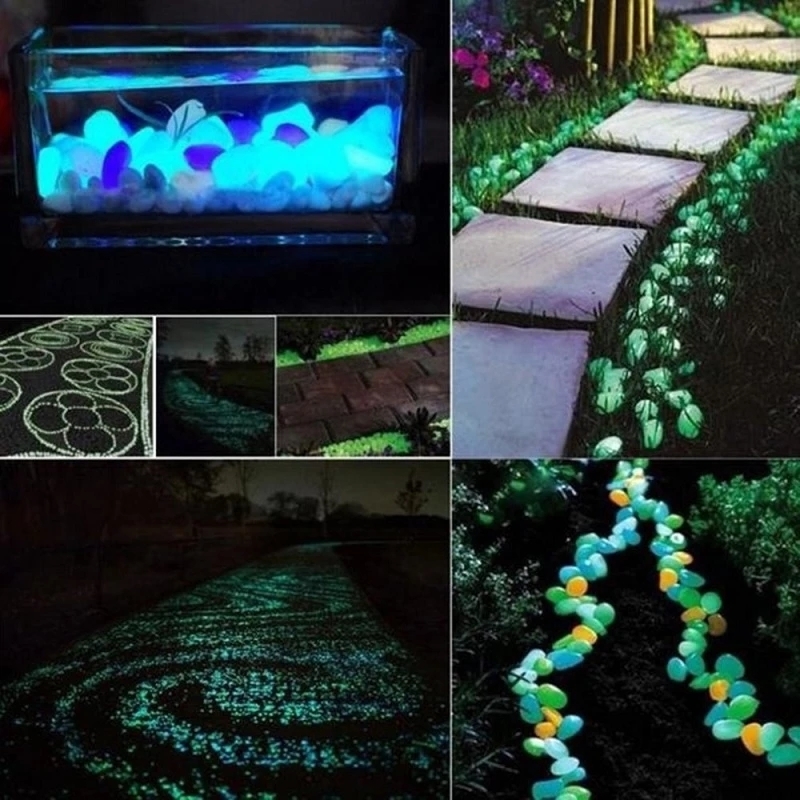 Garden Decorations 200Pcs Luminous Stone Glow In Dark Pebbles Stones for Outdoor Lawn Walkways Home Decoration Fish Tank Aquarium Rocks 230422 - view 3