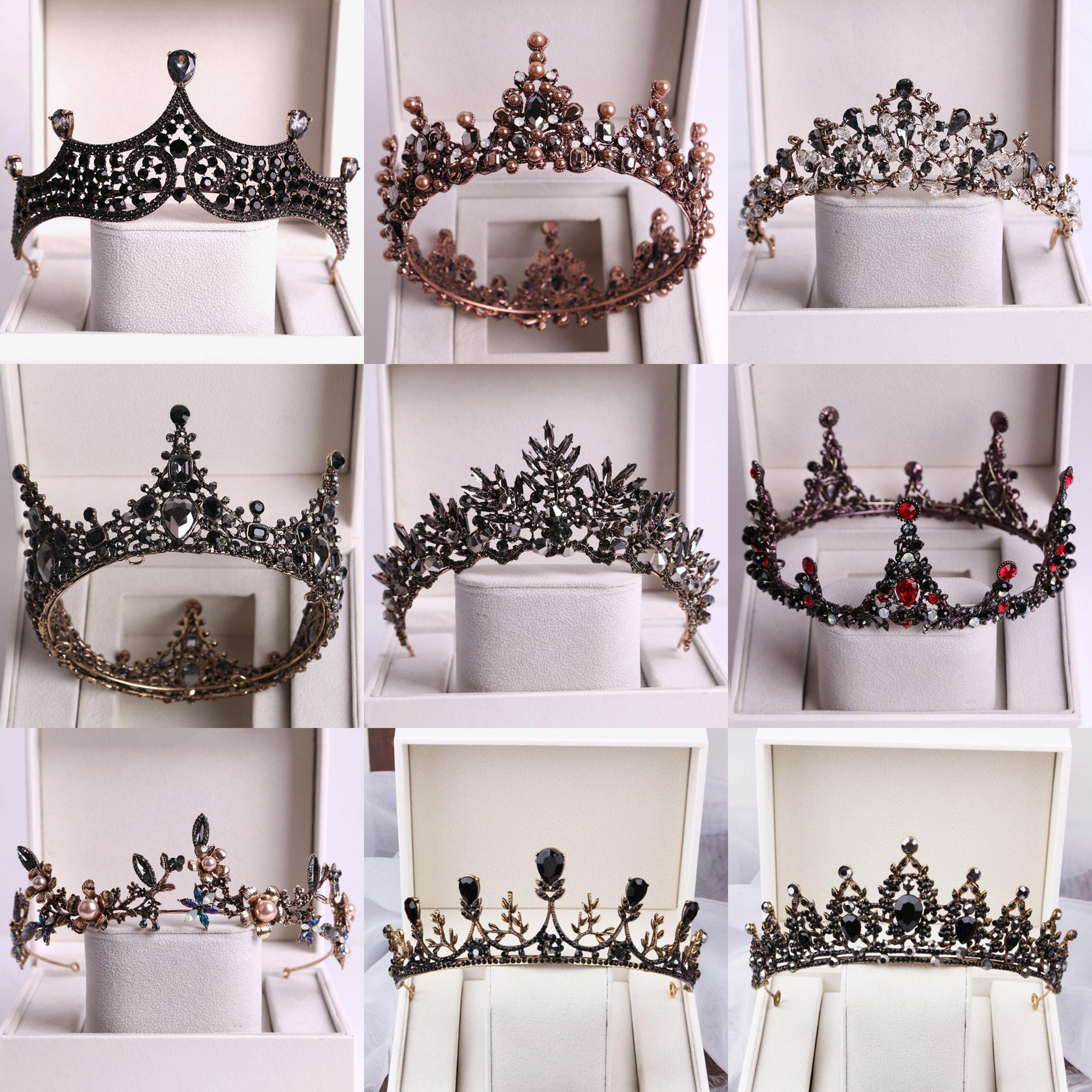 Baroque Black Crystal Big Round Bridal Tiaras Crowns Pageant Prom Diadem Rhinestone Veil Tiara Headband Wedding Hair Accessories
Baroque Black Crystal Big Round Bridal Tiaras Crowns Pageant Prom Diadem Rhinestone Veil Tiara Headband Wedding Hair Accessories