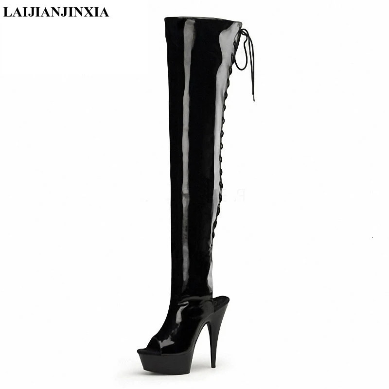 LAIJIANJINXIA Sexy Over-the-Knee Boots Women 15Cm Heeled Platform Pole Dance Shoes Evening Party Night Club Ladies Modern 231122 cf38