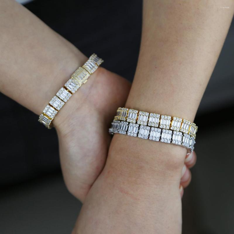Link Bracelets Delicate Round Square Cuban Chain Women Bracelet Gold Silver Color CZ Iced Out Hip Hop Bangle Jewelry Gift Party Wholesale very nice
