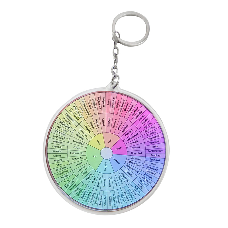 Feelings Wheel Double Sided Keychain Colored Acrylic Keychains Luggage Decorative Pendant Keyring Key Chains