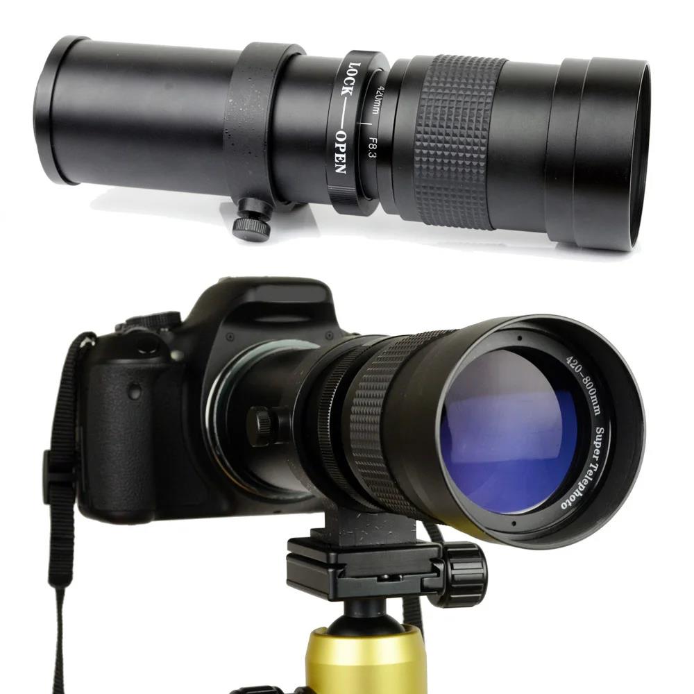 420-800mm F8.3-16 Super Telephoto Lens Manual Zoom Lens +T2 Adaper Ring for Nikon Sony Pentax FUJI Film Olympus Canon 760D 750D 700D 650D 600D 70D 60D