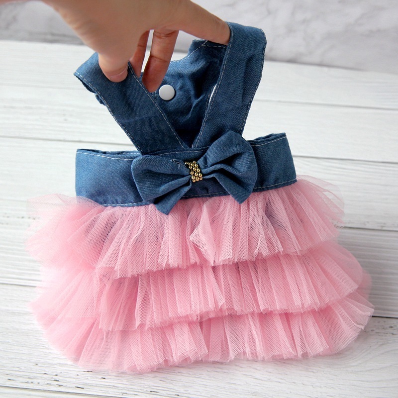 Dog Apparel Summer Dress Cat Lace Skirt Pet Clothing Chihuahua Stripe Puppy Princess Cute Clothe Accessories 230422