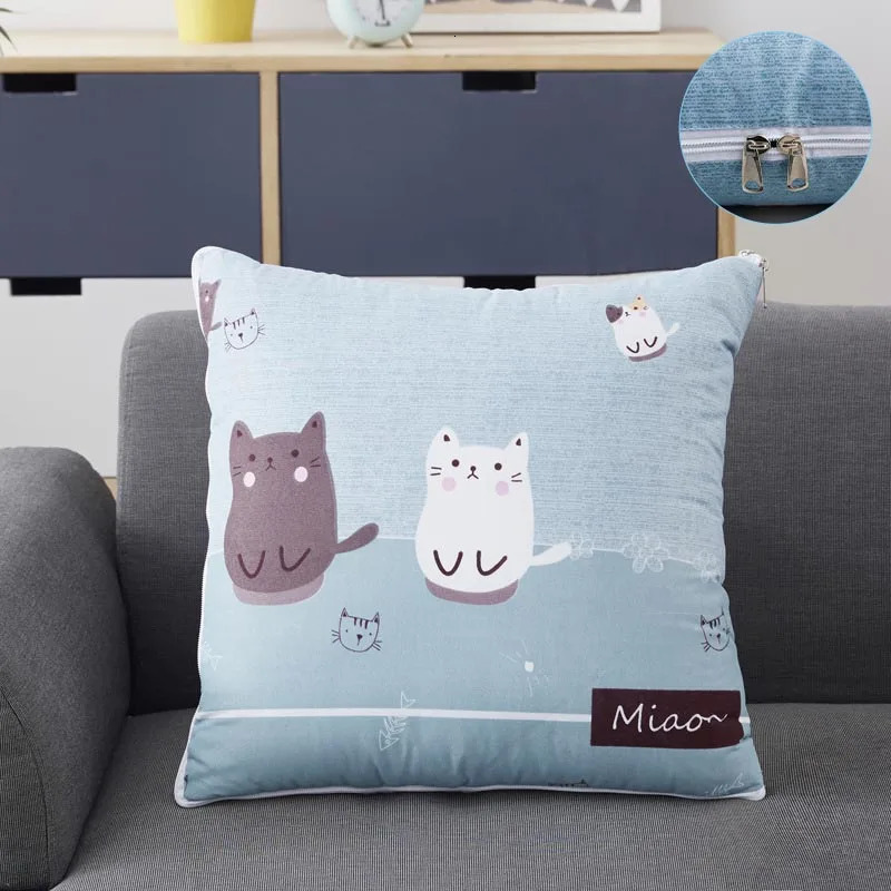 Blankets 2 In 1 Cushion Blanket Patchwork Quilt For Living Room Foldable Travel Pillow With Zip Thin Office Cushions Home Decro 231123