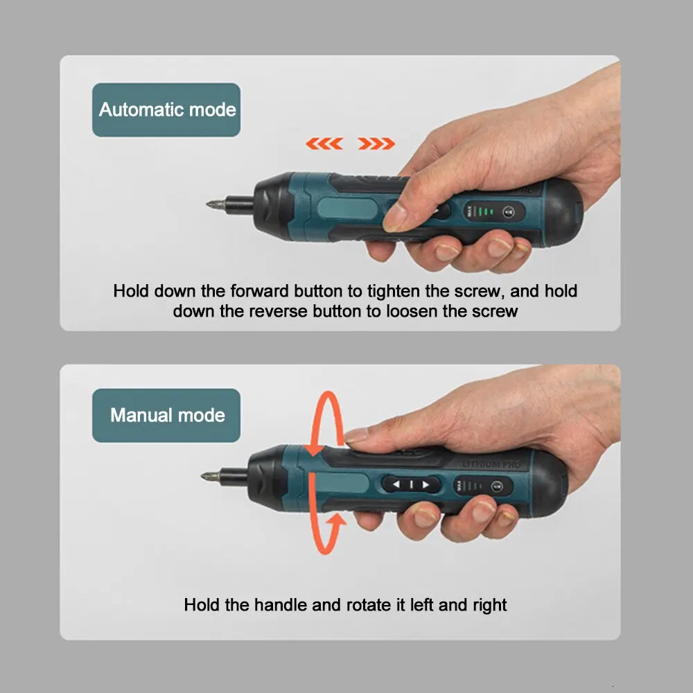 Screwdrivers Mini Cordless Electric Screwdriver Rechargeable 1300mah Power Drill Bits Set 3.6V Household Disassembly Torque Repair Tools Kit 231122